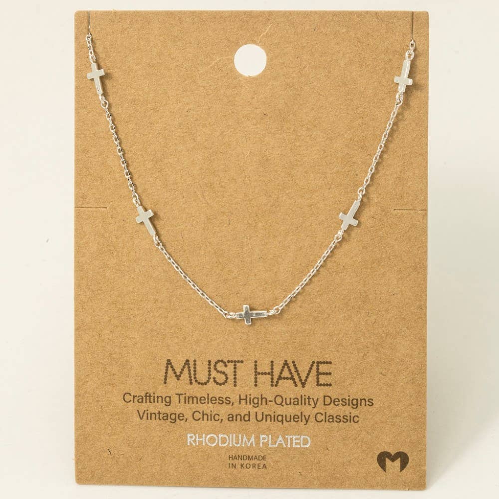 Meadow Grace Gold Dipped Cross Station Necklace – Dainty Faith-Inspired Jewelry