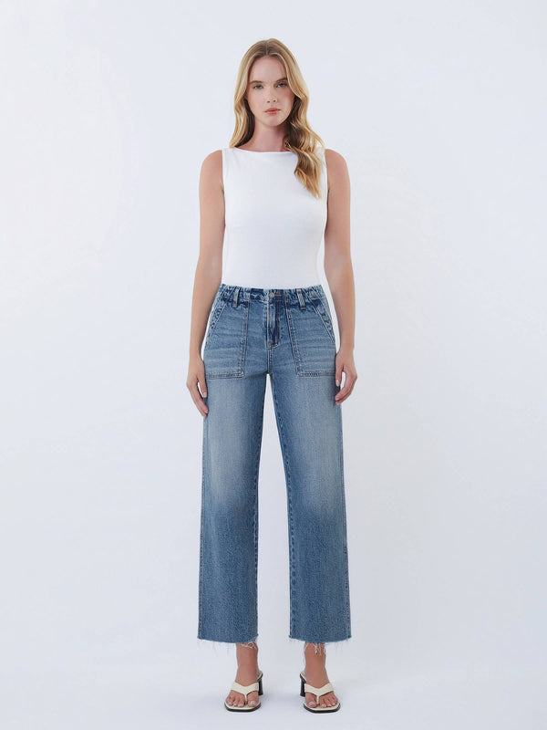 Pocket Change Crop High Rise Slim Wide Leg Jeans