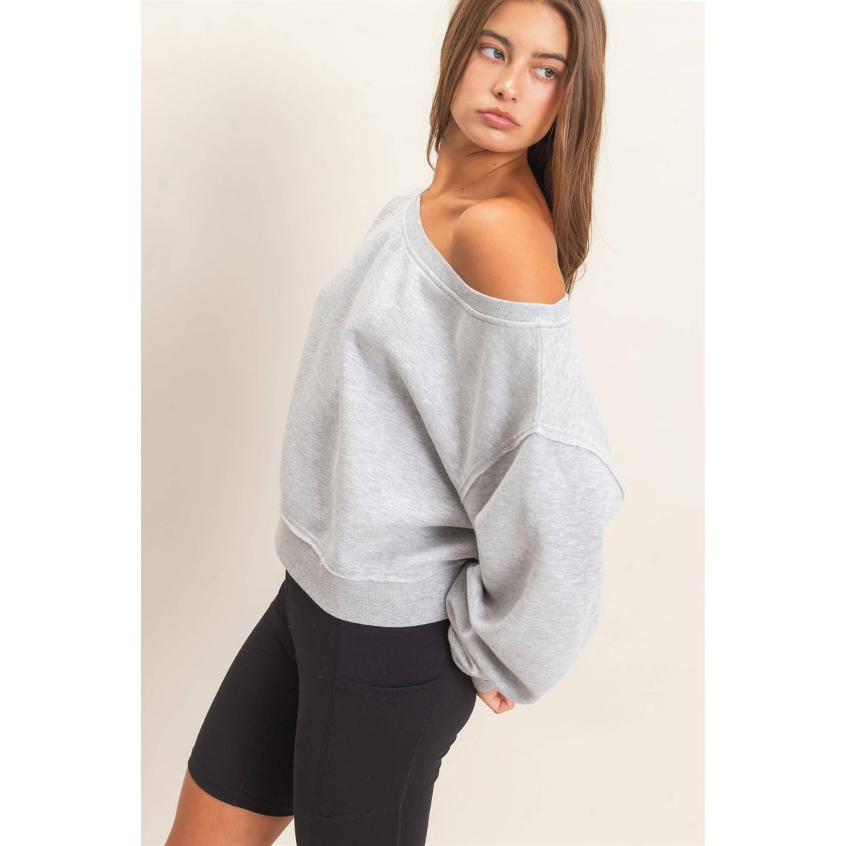 Easy Going Off Shoulder French Terry Sweatshirt