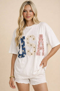 The Sweet Land of Liberty Tee: White – USA Patchwork Graphic T-Shirt