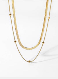 Isla Herringbone Layered Snake Chain Necklace – 18K Gold Stainless Steel Tarnish-Free Jewelry