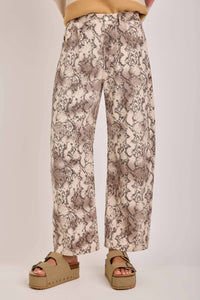 Wild Side Snakeskin Barrel Pants: vintage taupe