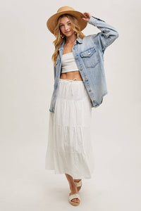 The Camille Washed Denim Shirt Jacket: Light Wash – Relaxed Button Down Shacket