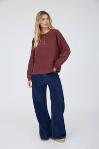Take It Easy Henley Knit Top