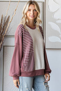 Ambria Casual Long Sleeve Top: Vintage Burgundy