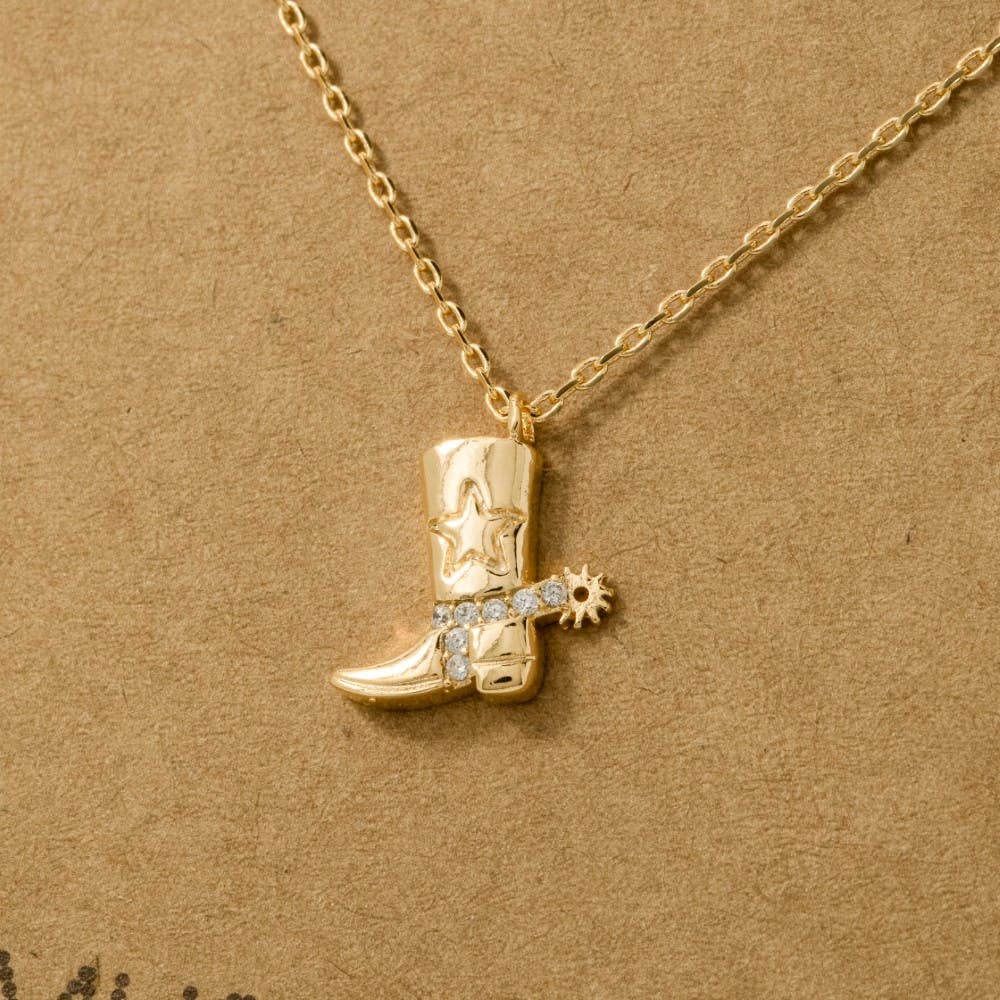 Cowgirl Charm Boot Pendant Necklace: Gold – Western Jewelry