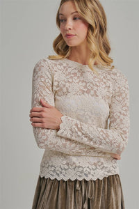 Mocha Romance Lace Layering Top