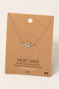 Willow Leaf Branch Pendant Necklace – Gold or Silver
