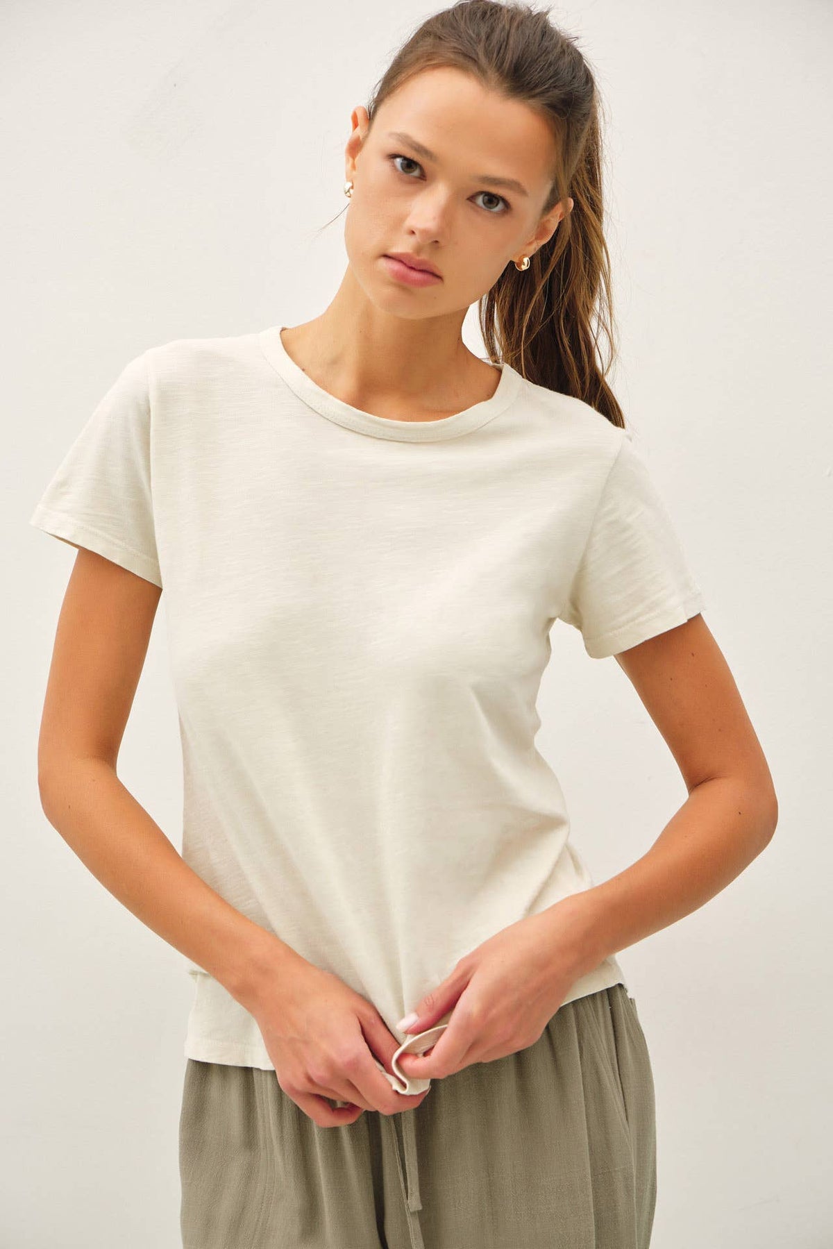 The Winslet Cotton Slub Essential Tee – Garment Dyed Everyday Basic T-Shirt for Women