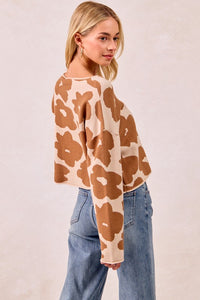The Harper Floral Knit Sweater – Camel Bloom