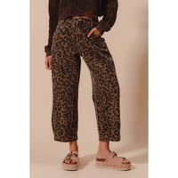 The Wild Side Leopard Barrel Jeans: Mocha