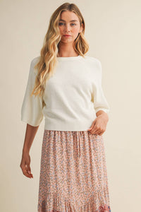 The Cloud Nine Sweater Top: Cream