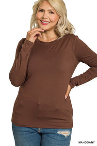 Everly Brushed Microfiber Long Sleeve Tee – Buttery Soft Crewneck Basic (S–3X)