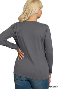 Everly Brushed Microfiber Long Sleeve Tee – Buttery Soft Crewneck Basic (S–3X)