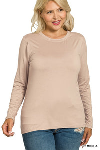 Everly Brushed Microfiber Long Sleeve Tee – Buttery Soft Crewneck Basic (S–3X)