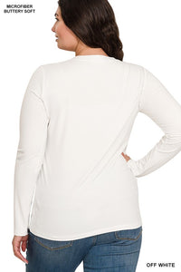 Everly Brushed Microfiber Long Sleeve Tee – Buttery Soft Crewneck Basic (S–3X)
