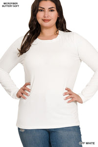 Everly Brushed Microfiber Long Sleeve Tee – Buttery Soft Crewneck Basic (S–3X)
