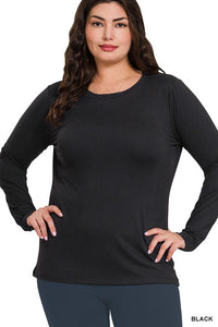 Everly Brushed Microfiber Long Sleeve Tee – Buttery Soft Crewneck Basic (S–3X)