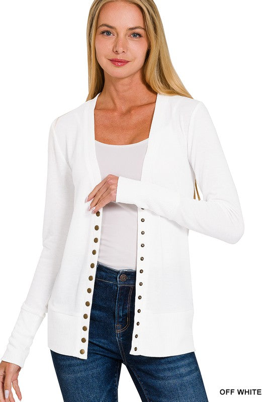 Lightweight Snap Button Cardigan with Ribbed Detail | Breezy Spring & Summer Layer