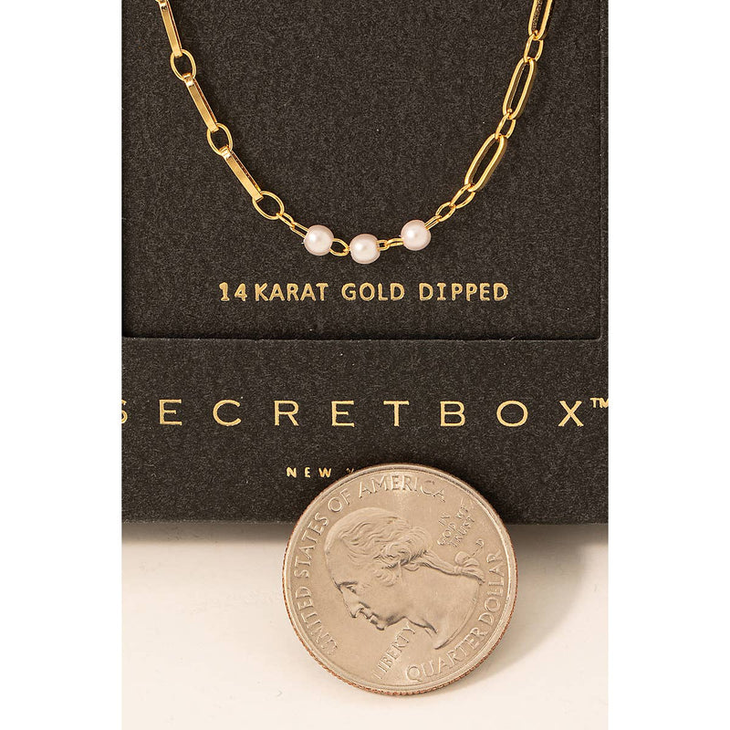 Marigold Link & Pearl Chain Necklace – Gold Dipped