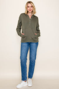 Rowyn Oversized Snap-Hoodie – Long Sleeve Pullover with Kangaroo Pocket