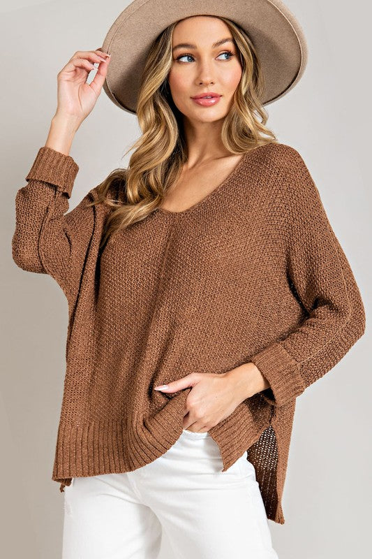 Elana Open Knit Sweater: Coco