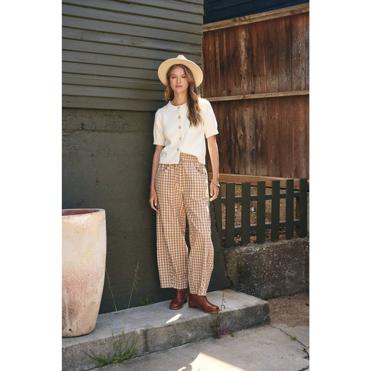 Picnic Days Gingham Barrel Pants