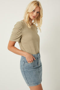 Jasmine Everyday Essential Puff Sleeve Blouse: Olive