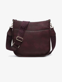 Jen & Co. Chloe Crossbody with Guitar Strap – Vegan Leather Everyday Bag (Brown, Cherry Lacquer or Olive)