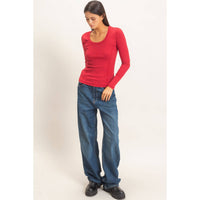 Main Character Scoop Neck Top: Red