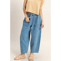 Wide Pants With Oversize Pockets: L.BLUE / S-M-L(2-2-2)