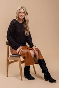 The Brinley Crochet Knit Sweater – Open Knit Pullover