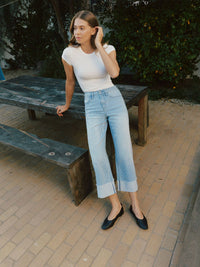 Ververt "Olive" Stripe Wide Leg Jeans