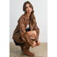 Copper Canyon Faux Leather Jacket: Camel