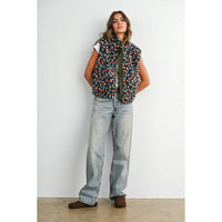 Wildflower Trail Fuzzy Vest: Olive/Multi
