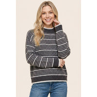 Off the Clock Textured Stripe Sweater: Charcoal