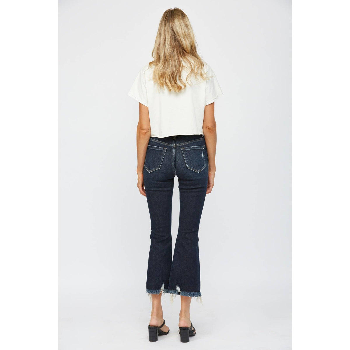 Mica Denim High Rise Crop Flare: Fennel