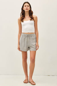 The Maris Striped Linen Blend Shorts – Drawstring Elastic Waist Lightweight Shorts