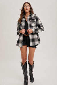 Dakota Plaid Flannel Shacket with Pockets – Brown Cream & Rust Ivory