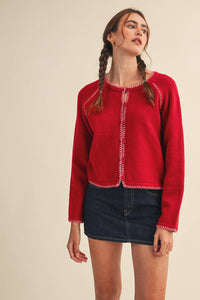 The Rowan Blanket-Stitch Cardigan | Northern Belle Boutique