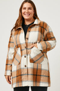 Bobbi Plus Plaid Button Up Patch Pocket Coat