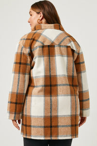 Bobbi Plus Plaid Button Up Patch Pocket Coat