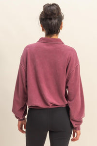 Weekend Retreat Mineral Wash Half-Zip Sweatshirt – Vintage Pullover Top