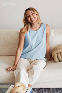 Oaklee Mineral Wash Cotton Tank Top – Casual Basic Sleeveless Tee