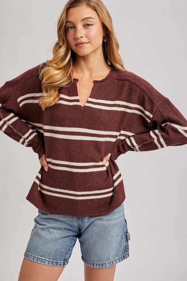 The Right Stripe Sweater: Chestnut