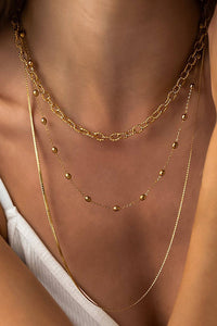 The Kensington Triple Layered Chain Necklace:Gold  – 18K Gold Plated Waterproof Chunky Link Necklace
