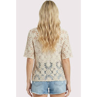 The Delilah Crochet Floral Top: Natural