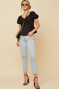 Cindy Twist Front Blouse: Black