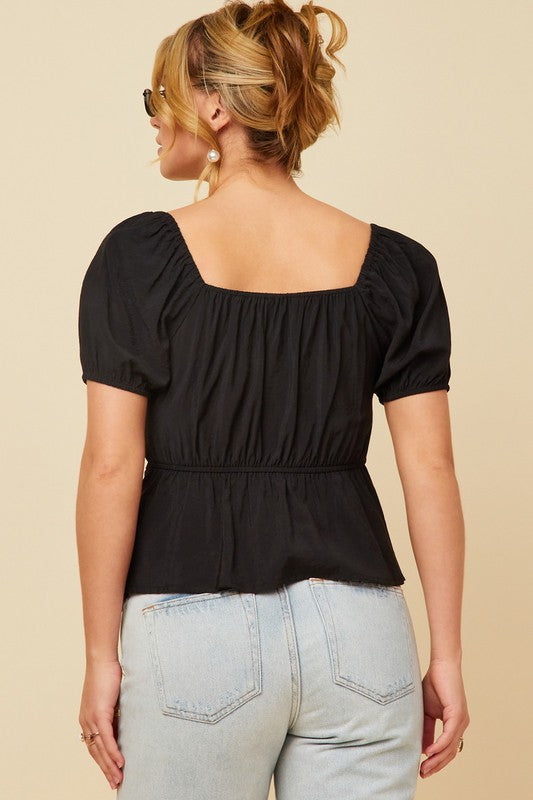 Cindy Twist Front Blouse: Black