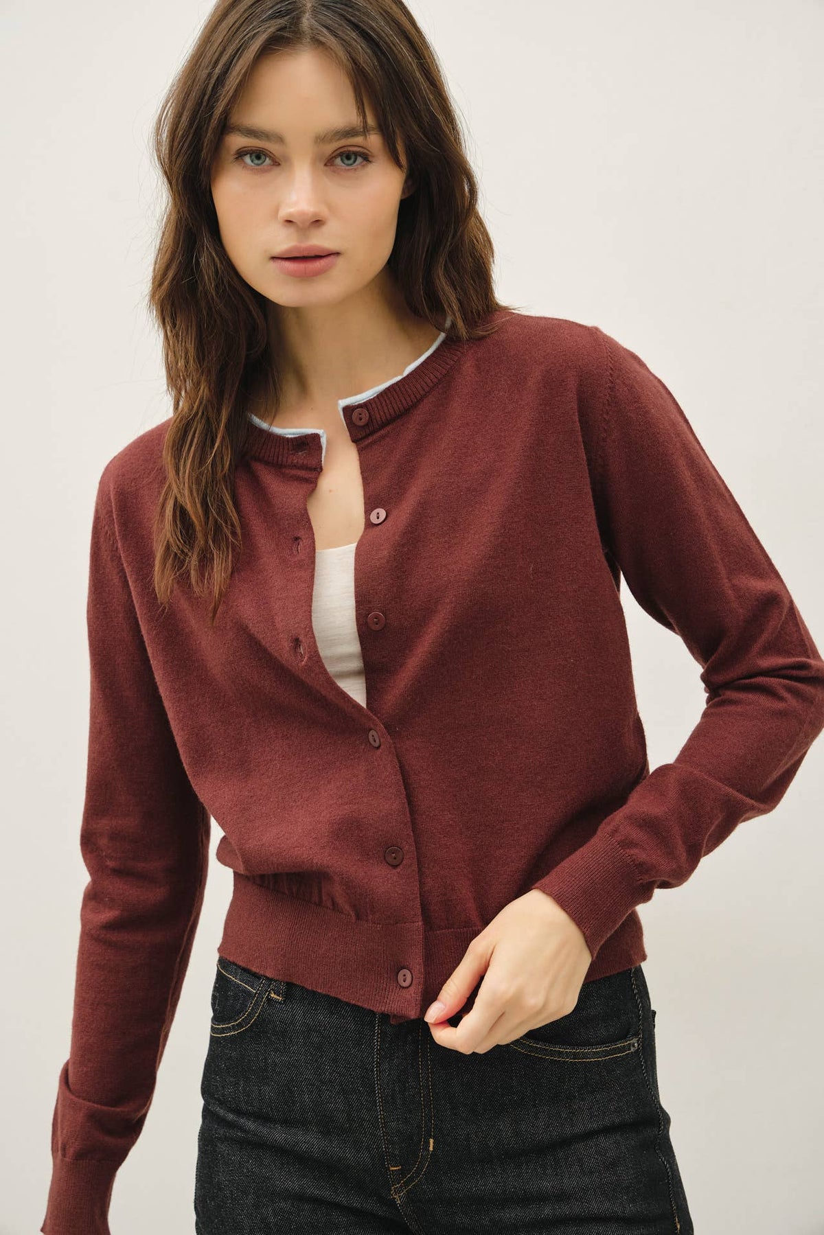 Just a Hint Cardigan: Brown